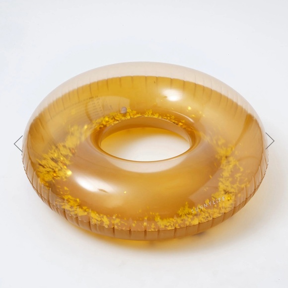 Gold glitter pool ring, Sunny Life gold disco pool ring, brand new NIB - Picture 3 of 7